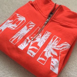 PINK zip crew sweatshirt